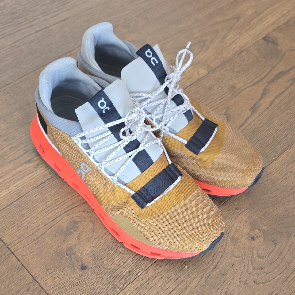 On Running Shoes in Gold and Gray